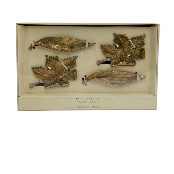 Pottery Barn Other - NWT Pottery Barn Falling Leaf Brushed Gold Placecard Holders